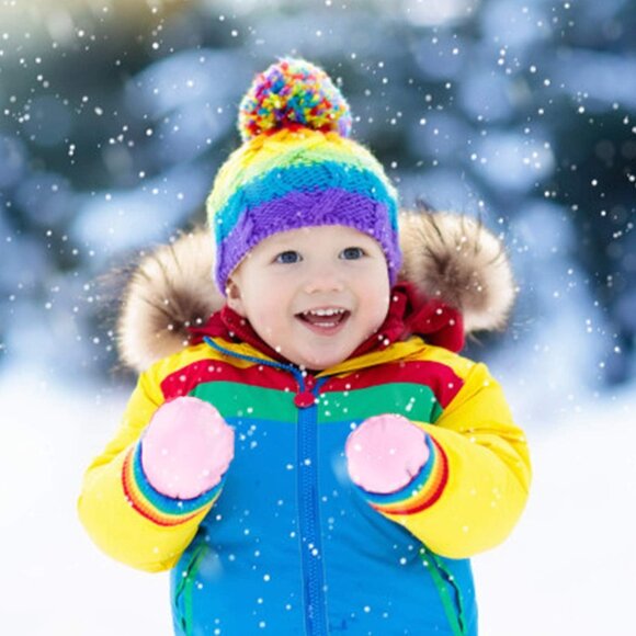 Toddler Baby Boy Girls Winter Warm Mittens - Kids Easy-On Sherpa Fleece Lined Sn - Picture 6 of 6